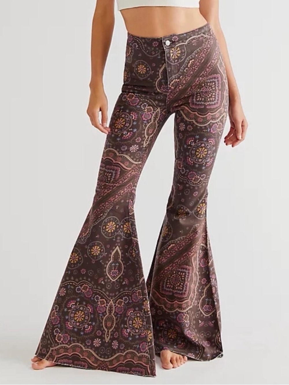 Free People Just Float On Flare Printed High Rise Women's Jeans Size 26 SOLD OUT